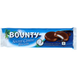 Продуктови Категории Шоколади Bounty Хрупкави бисквити с кокосова сърцевина, покрити с млечен шоколад 132 гр